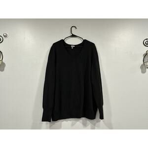 Halogen 100% Cashmere V Neck Pullover Sweater Black Oversized Sz 3X